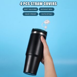 4pcs Straw Covers Cap Compatible with Stanley, Cloud Shaped White Straw Covers for Reusable Dust-Proof Straw Tips Cover for Sippy Cups Cloud Straw Protector for Stanley 40/30 OZ Tumbler