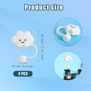 4pcs Straw Covers Cap Compatible with Stanley, Cloud Shaped White Straw Covers for Reusable Dust-Proof Straw Tips Cover for Sippy Cups Cloud Straw Protector for Stanley 40/30 OZ Tumbler