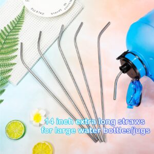 8 Pieces 14 Inch Stainless Steel Straws Long Drinking Straws for 100 oz Tumblers, Reusable Metal Drinking Straws Extra with 4 Pieces Cleaning Brush (Silver)