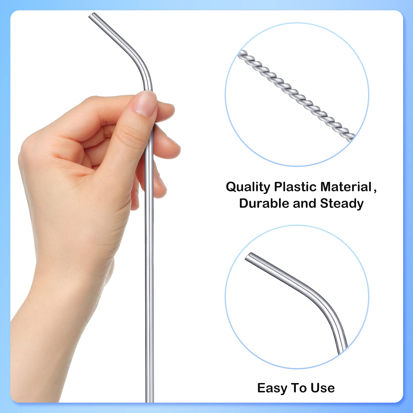 8 Pieces 14 Inch Stainless Steel Straws Long Drinking Straws for 100 oz Tumblers, Reusable Metal Drinking Straws Extra with 4 Pieces Cleaning Brush (Silver)