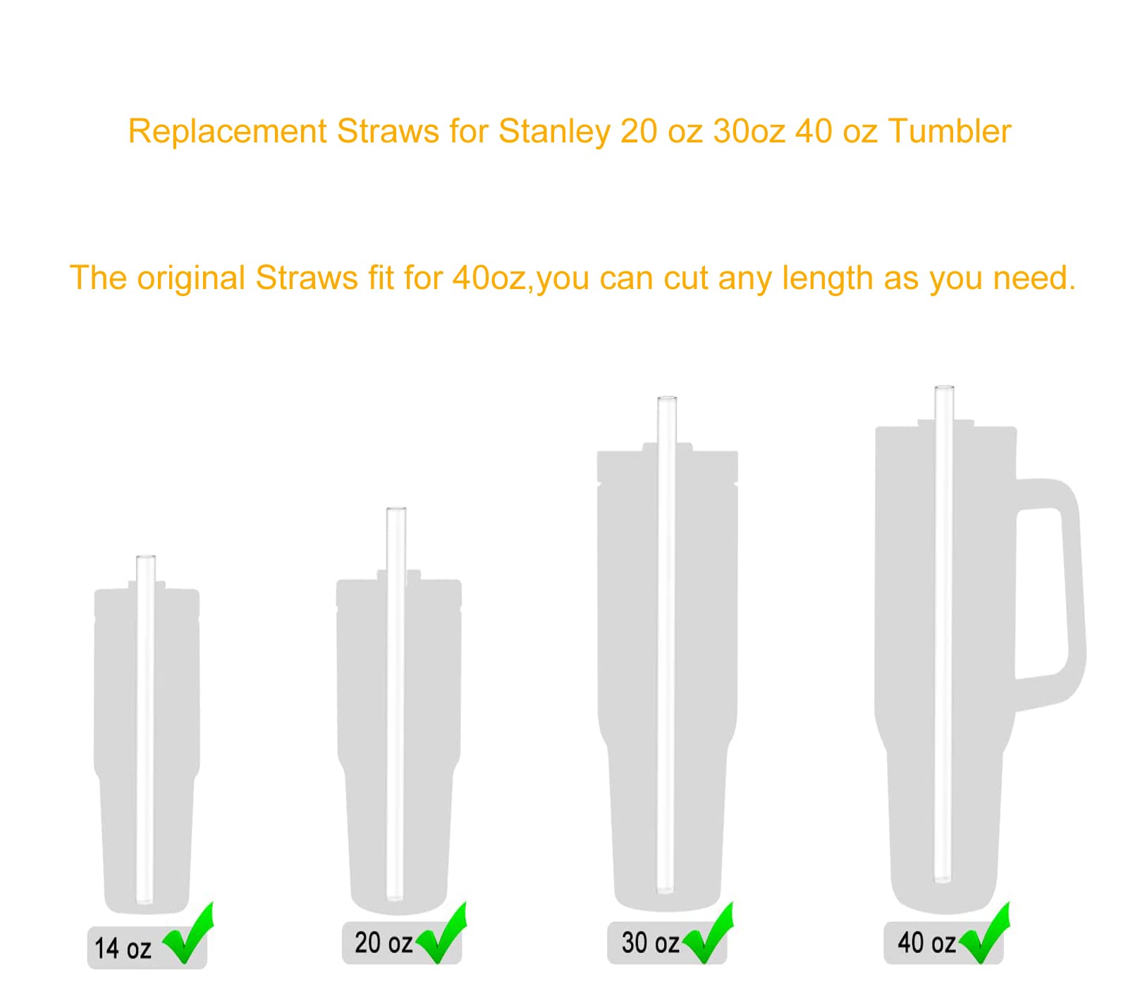 LKBBC 10 Pack Replacement Straws for Stanley Cup 40 oz Tumbler, Silicone Straws Stanley 14/20 /30/40 oz Stanley Tumblers Drinking Reusable