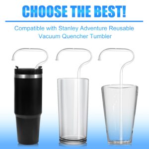 2PCS No Wrinkle Lip Straws, Prevent Anti Wrinkles Straw Compatible with Stanley Adventure Quencher 30oz, Plastic Reusable Travel Mug Replacement Straw with Cleaning Brush