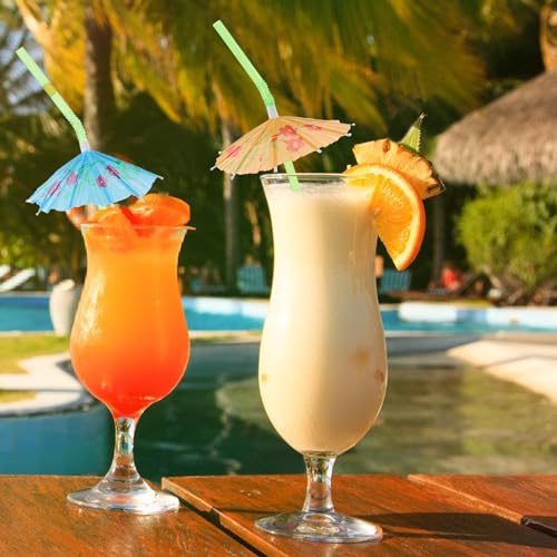 NINU 100 Umbrella Straws, Disposable Parasol Drinking Plastic Straws, Hawaiian Straws for Beach Luau Party Decorations Cocktail Supplies