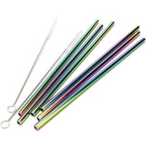 Stainless Steel Straws Iridescence Colors, Fits 30 oz Tumbler, Extra Long Reusable Ecofriendly (30oz, Straight)