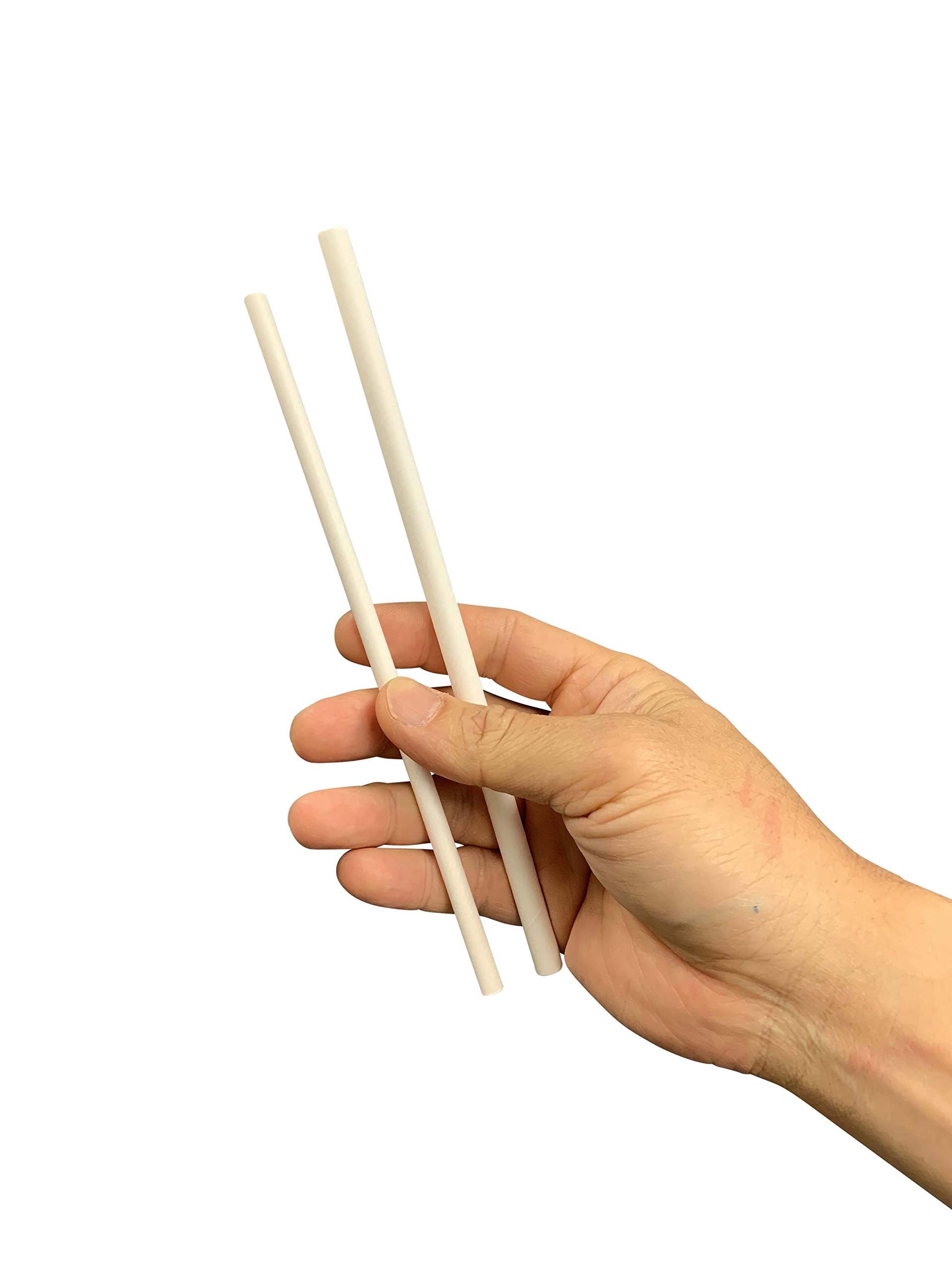 Kingseal Disposable Paper Drinking Straws, Unwrapped, WHITE, 7.75 Inch Length x 8mm Diameter, Giant" Size, White, Biodegradable, Earth Friendly, Bulk Pack - 1 Box of 350 Straws
