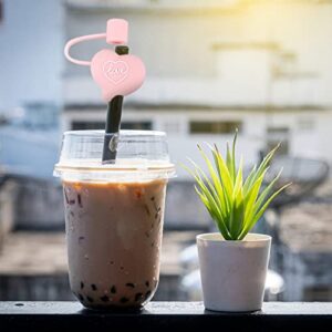 UPKOCH Reusable Drinking Straw Tip Plugs 4pcs Silicone Heart with Wings Straw Tips Cover Anti- Airtight Seal Proof Straw Caps Durable Straw Plug