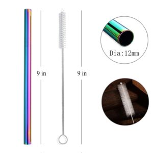 ALINK 6 Silicone Smoothie Straws + 4 12MM Stainless Steel Boba Tea Straws