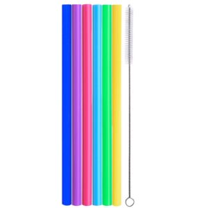 ALINK 6 Silicone Smoothie Straws + 4 12MM Stainless Steel Boba Tea Straws