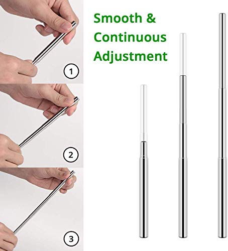 Collapsible Reusable Telescopic Metal Straws 3 pack Stainless Steel Brush Drinking Straws Foldable Straw Mix (Rose, Black, Silver)