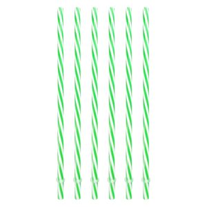 sunshine mason co. plastic reusable drinking straws 6 pieces, green stripe