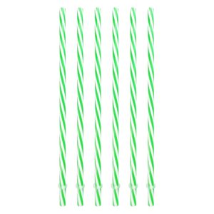 Sunshine Mason Co. Plastic Reusable Drinking Straws 6 Pieces, Green Stripe