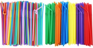 alink 200 extra long flexible straws + 500 solid color party straws