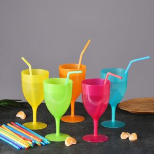 ALINK 200 Extra Long Flexible Straws + 500 Solid Color Party Straws