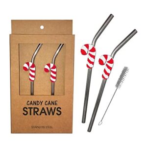 holiday metal straws - candy cane