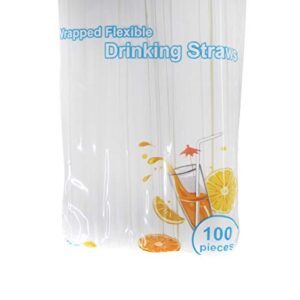 Treasure Gurus 300 Individually Wrapped Flexible Plastic Disposable Bendy Drinking Straws Party Supply