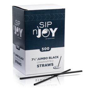 [1000-pack] plastic straws - 7.75 inches long, drinking straws, standard size, bulk pack, black (2 boxes of 500 straws)