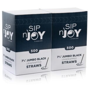 [1000-Pack] Plastic Straws - 7.75 Inches Long, Drinking Straws, Standard Size, Bulk Pack, Black (2 Boxes of 500 Straws)