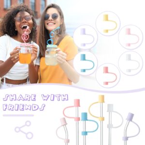 12 Pieces Straw Covers Cap Silicone Straw Tips Cover Reusable Drinking Straw Tips Lids Dust Proof Straw Plugs for 7-8 mm Straws, 6 Colors