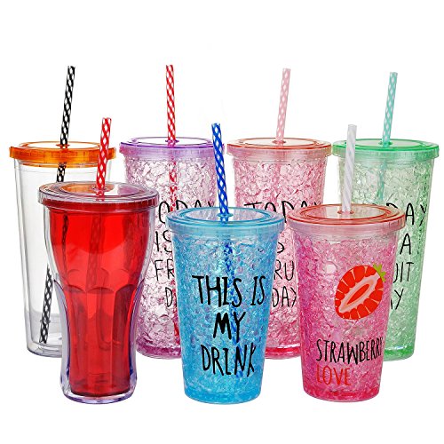 ALINK 10.5" Long Reusable Hard Plastic Straws, Tumblers Replacement Drinking Straws for 32 oz & 20 oz Yeti, RTIC, Mason Jar, Tervis Tumblers, Set of 12 with Cleaning Brush