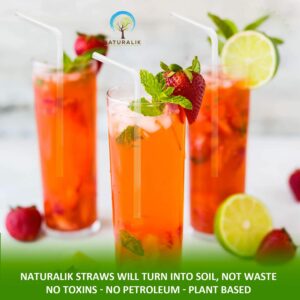 Naturalik 250 Pack Biodegradable Plant Based Straws- 9" Long Straws- 100% Compostable- Flexible Straws Eco-Friendly- Plastic Free Drinking Straws- Bendy Straws for Smoothies, Party Decorations (PLA)