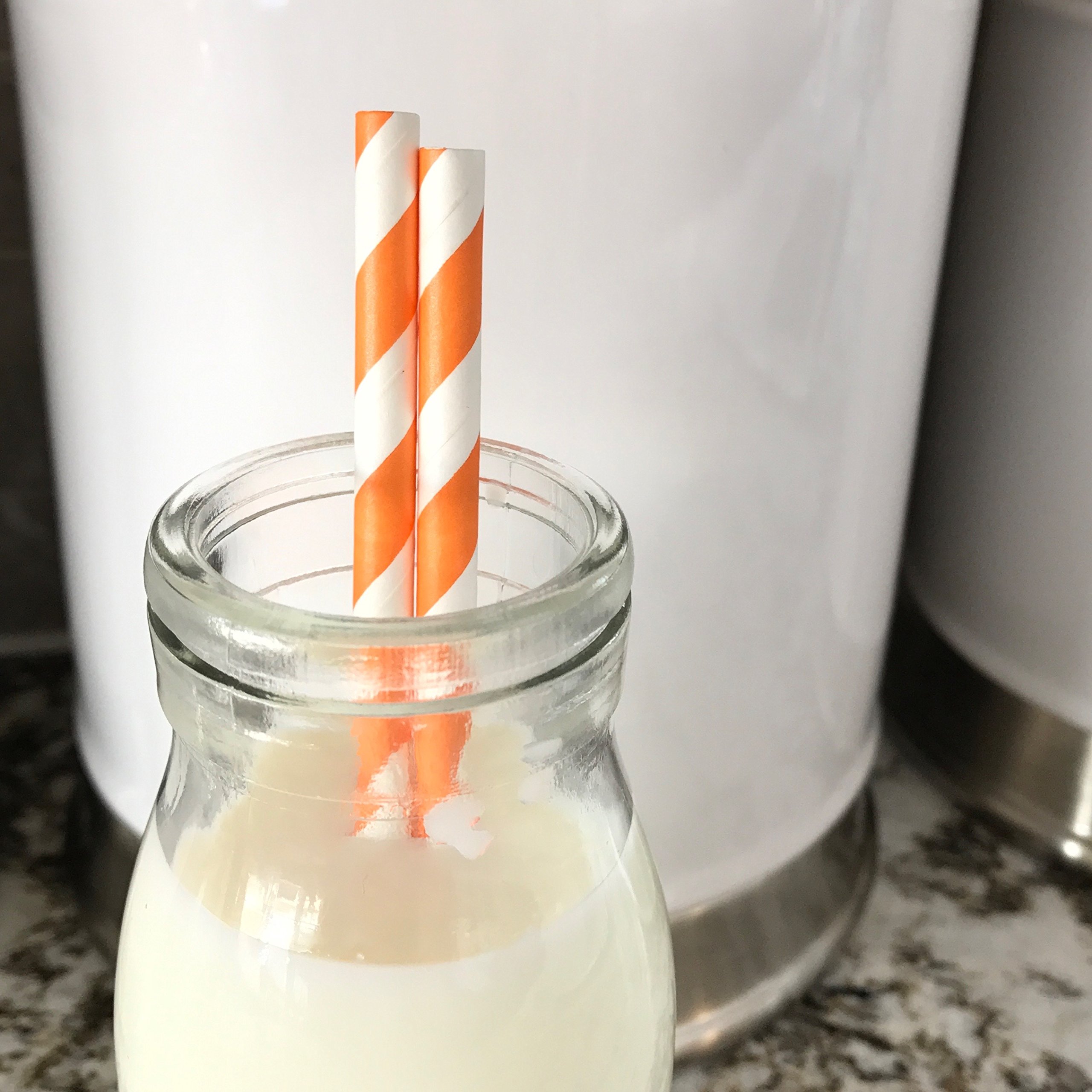 Striped Paper Straws - Party Supply - Orange and White - 7.75 Inches - 50 Pack - Outside the Box Papers Brand