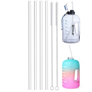 alink 15 inch extra long reusable clear silicone straws, 4-pack flexible straws for stanley 40 oz tumbler, 1 gallon water bottle, wine bottle, 128 64 oz tumbler with brush