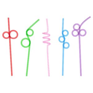 fiesta first 20 premium long crazy silly straws for kids/adults assorted, twisty twirly fun colorful party spiral drinking straws, recyclable plastic bpa free reusable, loop curly swirly party favor