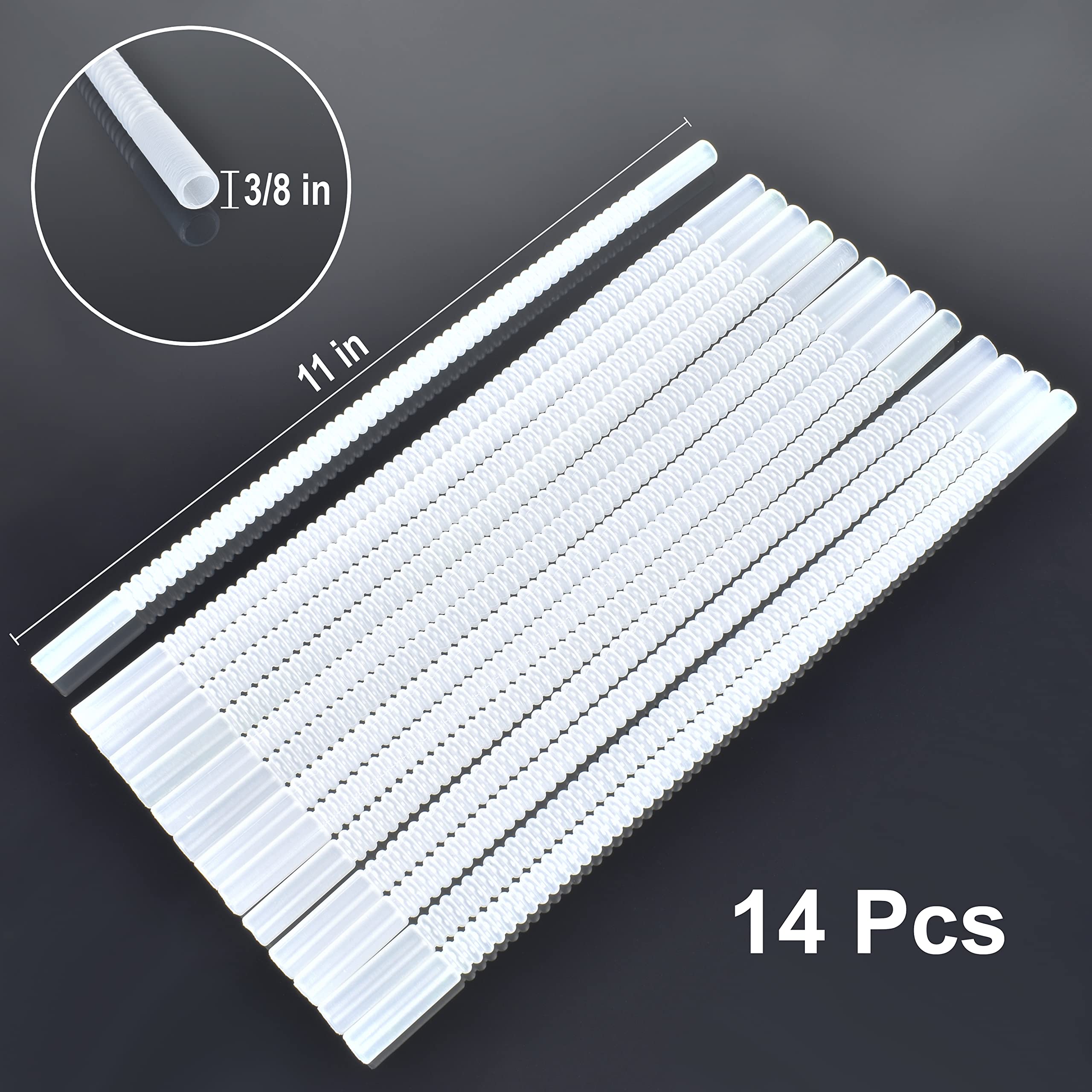 Bendable Straws - 11 inch Long Flexible Straws - Bendy Drinking Straws Reusable - 14 Pack