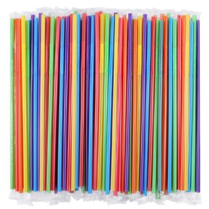 [Individually Wrapped] 200 Pcs Colorful Flexible Plastic Straws, Disposable Bendy Straws, 10.2" Long and 0.23'' Diameter, BPA-Free