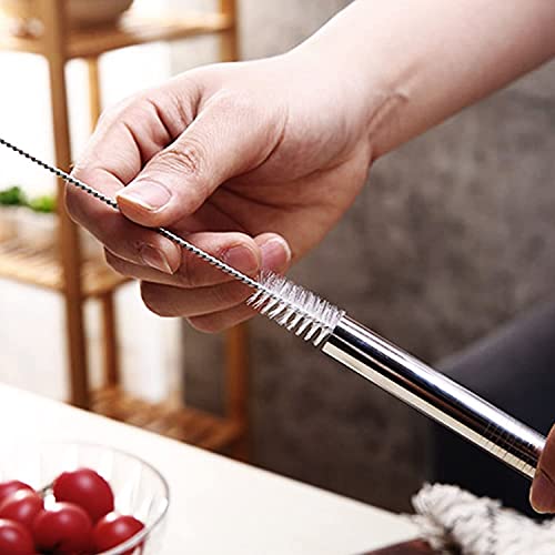 Vinaco Stainless Steel Boba Straws, 0.5'' Extra Wide Reusable Metal Drinking Straws for Milkshakes, Bubble Tea, Smoothie, Set of 6 Jumbo Drinks with 1 Cleaning Brush