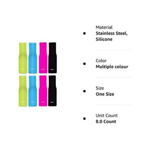 8 PCS Reusable Straw Tips, Silicone Straw Tips, Multi-Color Food Grade Straws Nozzles Tips Covers Fit for 1/3 Inch Wide(9MM Outer Diameter) Stainless Steel Telescopic Straws