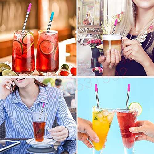 8 PCS Reusable Straw Tips, Silicone Straw Tips, Multi-Color Food Grade Straws Nozzles Tips Covers Fit for 1/3 Inch Wide(9MM Outer Diameter) Stainless Steel Telescopic Straws