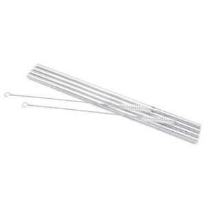 GFDesign Big Drinking Straws Reusable 12" Extra Long 9mm Extra Wide SUS 304 Food-Grade 18/8 Stainless Steel - Set of 4 with 2 Cleaning Brushes - Straight