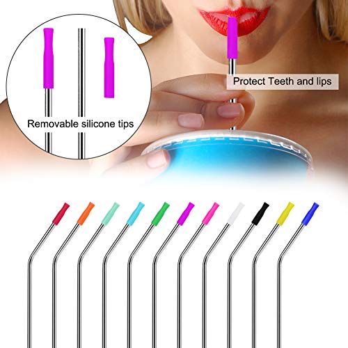 55Pcs Reusable Straws Tips, Silicone Straw Tips, Multi-color Food Grade Straws Tips Covers Only Fit for 1/4 Inch Wide(6MM Out diameter) Stainless Steel Straws by Accmor