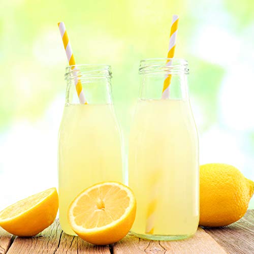 Party On Tap Yellow Straws - 150 Pack Of Lemonade Stand Supplies Or Lemonade Party Decorations - Yellow And White Straws