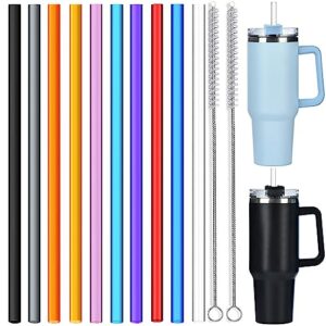 alink 10 pack colorful replacement straws for stanley 40 oz 30 oz tumbler, 12 in long reusable plastic straws for stanley cup accessories, half gallon jug, plus 2 cleaning brush