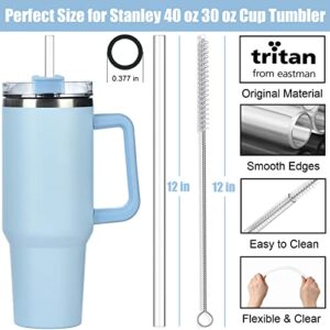 ALINK 10 Pack Colorful Replacement Straws for Stanley 40 oz 30 oz Tumbler, 12 in Long Reusable Plastic Straws for Stanley Cup Accessories, Half Gallon Jug, Plus 2 Cleaning Brush