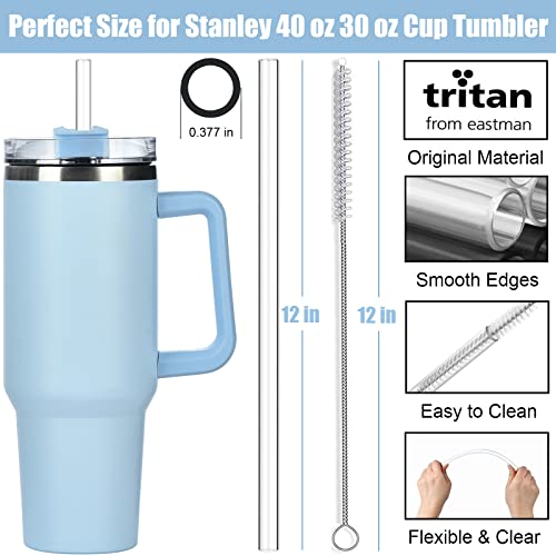 ALINK 10 Pack Colorful Replacement Straws for Stanley 40 oz 30 oz Tumbler, 12 in Long Reusable Plastic Straws for Stanley Cup Accessories, Half Gallon Jug, Plus 2 Cleaning Brush