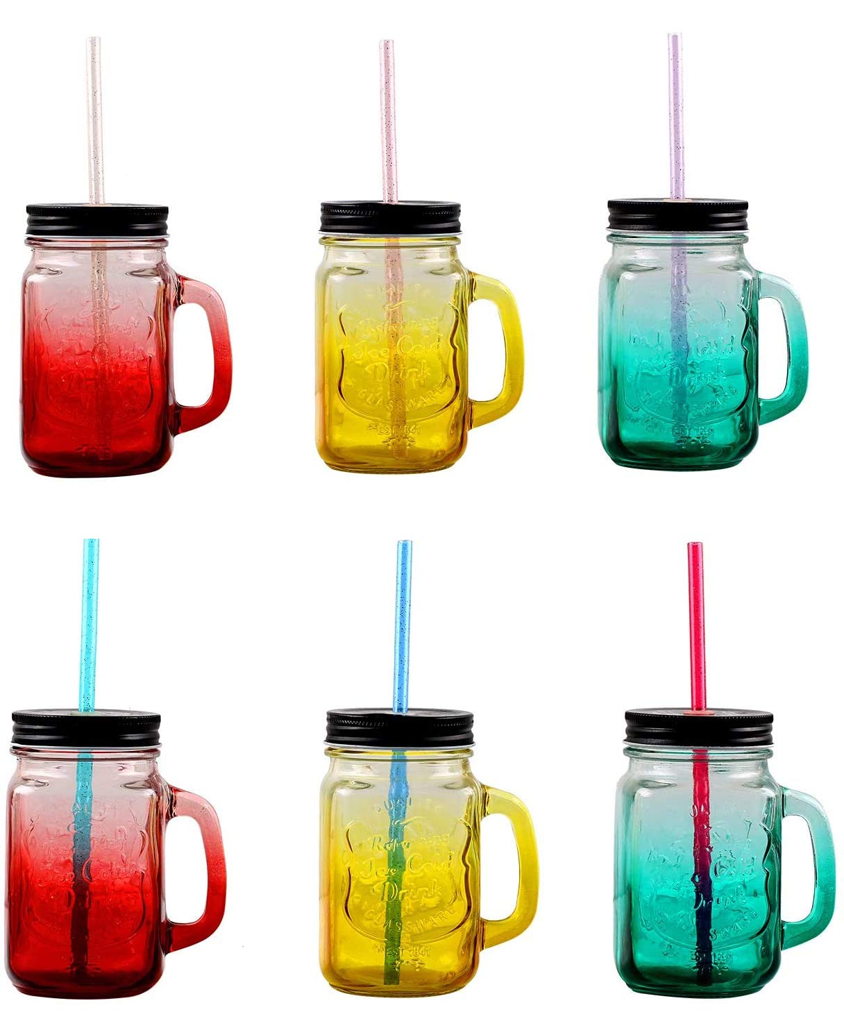 12 Piece 11 Inches Reusable Plastic Straws for Tall Cups and Tumblers 6 Colors BPA-Free Unbreakable Clear Glitter Sparkle Drinking Straw with 1 Cleaning Brush Not Dishwasher Safe