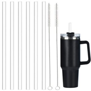 replacement straws for 40 oz stanley adventure travel tumbler, 12 inch extra long clear plastic reusable stanley tumber straws for stanley cup, pack of 6 with 2 cleaning brushes