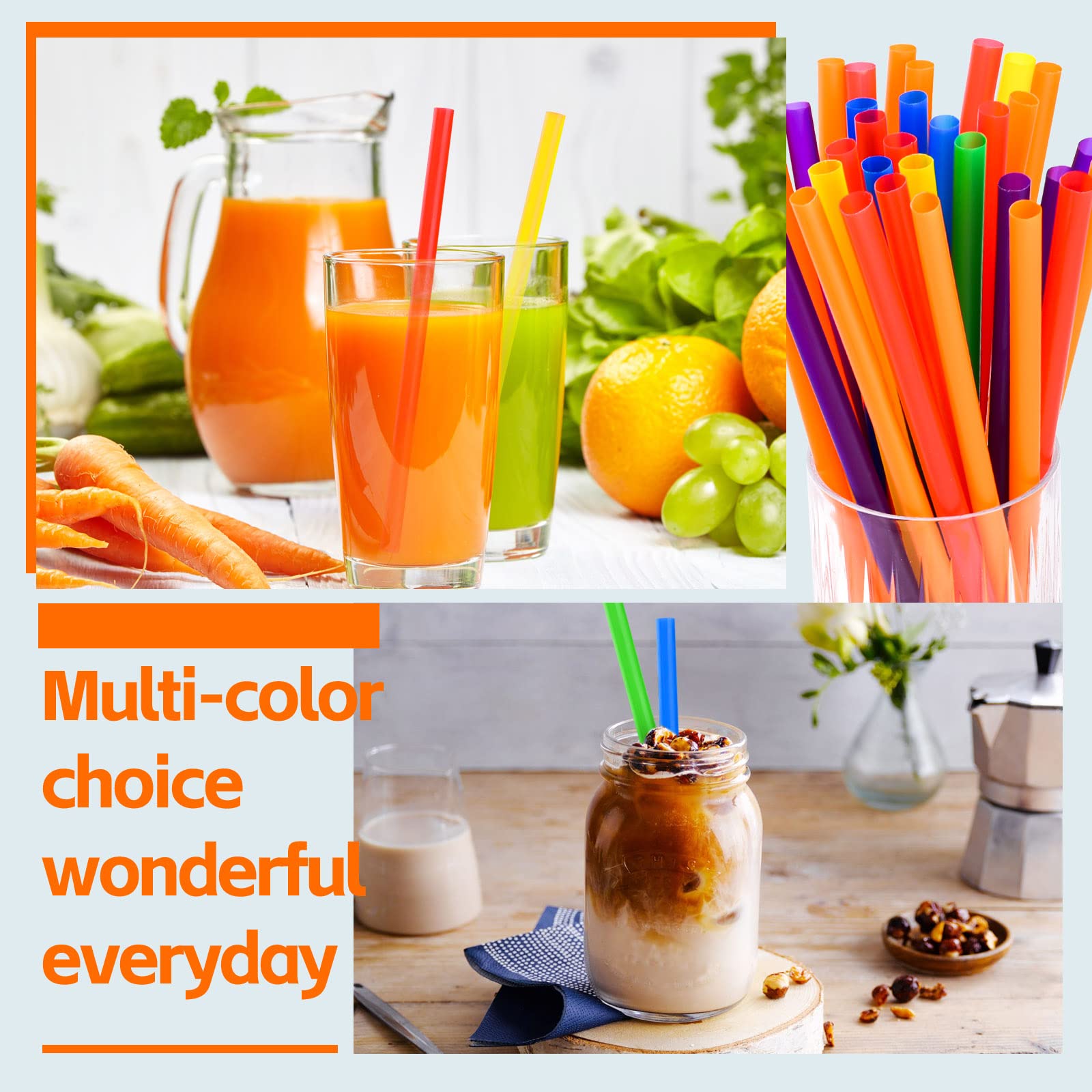 100PCS Jumbo Smoothie Straws,(0.4" Diameter X8.3"Long) Colorful Disposable Plastic Large Wide-mouthed Straw