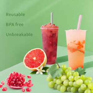 17 Packs - Two Wides 10.5inch Plastic Straws Reusable,Long straws for Tumbler/Smoothies/Milkshakes, Straws cleaner, unbreakable BPA free Hard Plastic Straws with Cleaning Brush, Kids Straws