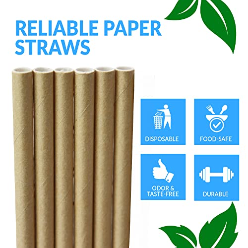 Reli. 400 Pack Paper Straws (Kraft Brown) | Paper Straws for Drinking - Disposable, Biodegradable/Eco-Friendly | Brown Drinking Straws for Crafts, Party Decoration/Supplies, Restaurants, Juice