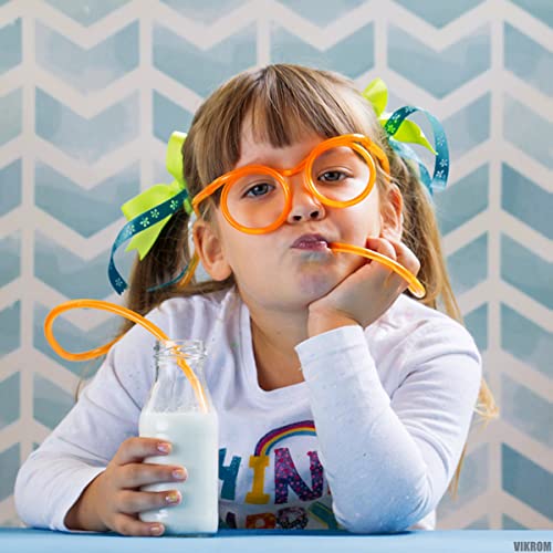 Drinking Straws Glasses Plastic - 5Pcs Fun Glasses Straw Covers Cap Reusable Straws for Kids Glasses Straws Drinking Adult Party Fun Straws for Eye Glasses Straw Tube Toy and Birthday Party Set