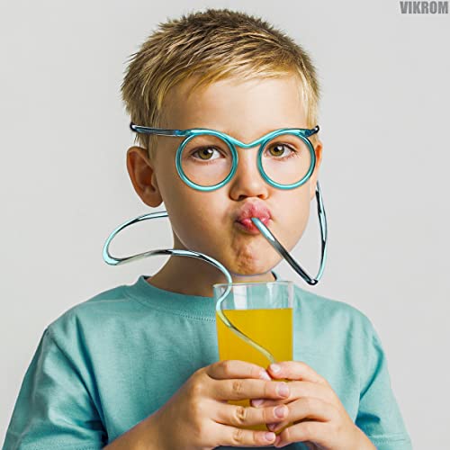 Drinking Straws Glasses Plastic - 5Pcs Fun Glasses Straw Covers Cap Reusable Straws for Kids Glasses Straws Drinking Adult Party Fun Straws for Eye Glasses Straw Tube Toy and Birthday Party Set