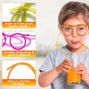 Drinking Straws Glasses Plastic - 5Pcs Fun Glasses Straw Covers Cap Reusable Straws for Kids Glasses Straws Drinking Adult Party Fun Straws for Eye Glasses Straw Tube Toy and Birthday Party Set