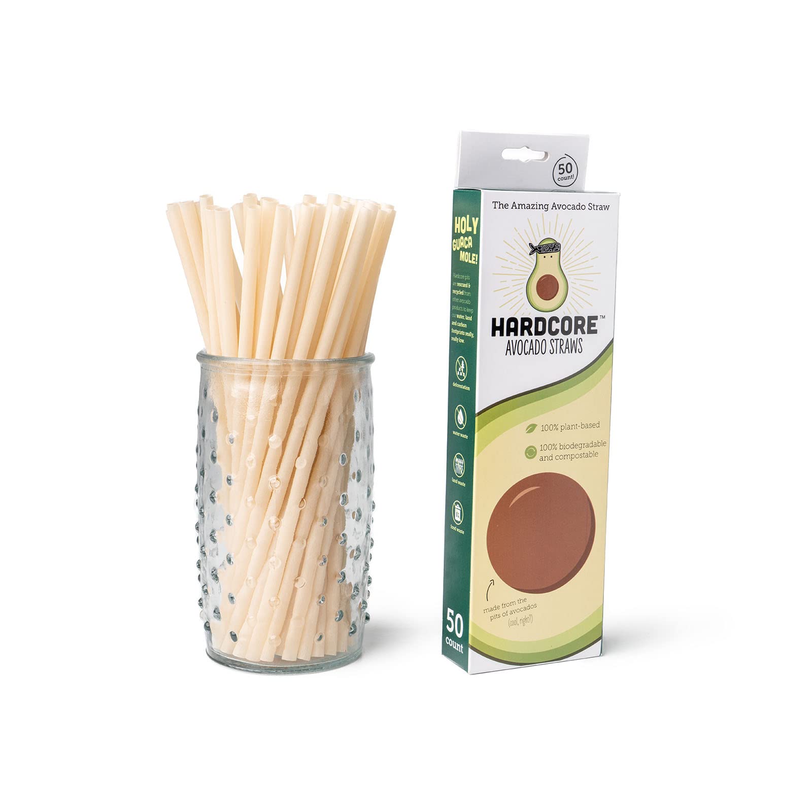 Hardcore Avocado Straws - 100% Biodegradable & Compostable - Made From Avocado Pits