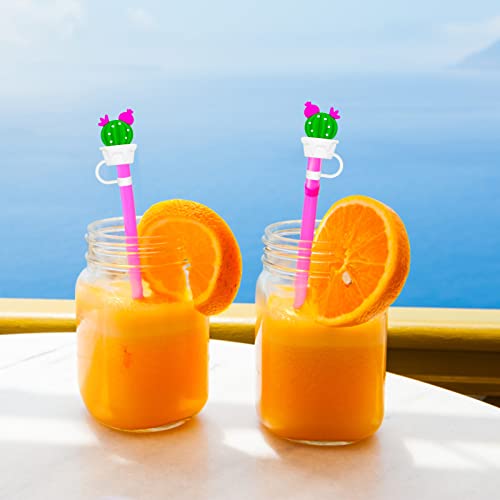 2pcs Straw Tips Cover Straw Covers Cap for Reusable Straws Cloud Shape Straw Protector, Silicone Straw Plugs Reusable Cloud Shape Straw Protector (Prickly pear)