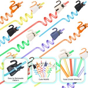 Cat Party Supplies, 24Pcs Cat Straws and 2Pcs Cleaning Brushes, Reusable Plastic Cat Straws, Cat Party Supplies Favors，Birthday Party Decorations