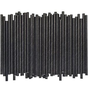 [500 Bulk] 5.75 inch Black Short Paper Straws, Stir Straws for Cocktail, Coffee, Mixed Drinks - Home, Bar and Restaurant Straws - 100% Biodegradable